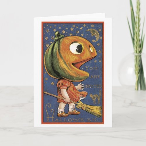 Old_fashioned Halloween Pumpkin girl Card