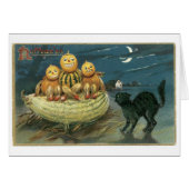 Old-fashioned Halloween, Pumpkins & Black cat (Front Horizontal)