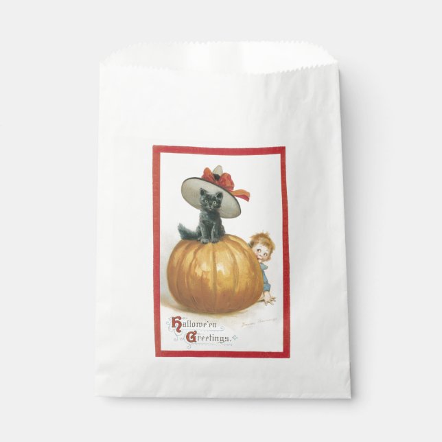Old-fashioned Halloween, Witch cat Favor Bag (Front)
