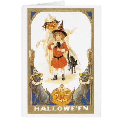 Old-fashioned Halloween, Witch girl Card