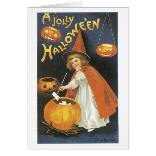 Old-fashioned Halloween, Witch girl Cards (Front)