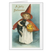 Old-fashioned Halloween, Witch girl with Black cat (Front)