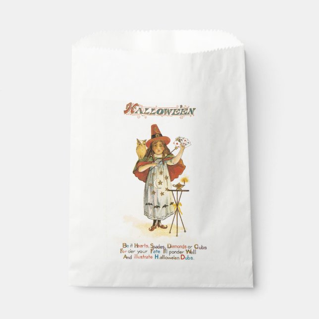 Old-fashioned Halloween, Witch girl with Owl Favor Bag (Front)