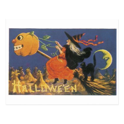 Old-fashioned Halloween, Witch Postcard