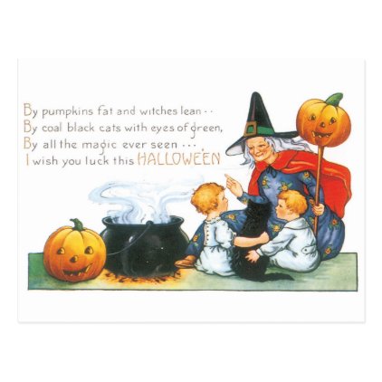 Old-fashioned Halloween, Witch Postcard