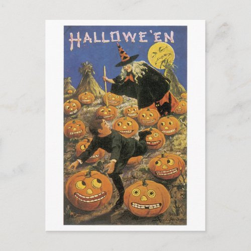 Old_fashioned Halloween Witch Postcard