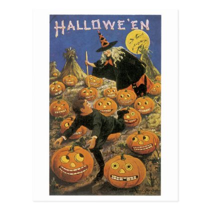 Old-fashioned Halloween, Witch Postcard