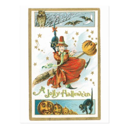 Old-fashioned Halloween, Witch Postcard