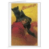 Old-fashioned Halloween, Witch with Black cat (Front)