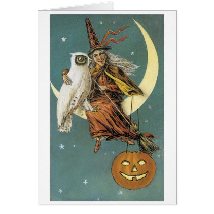 Old-fashioned Halloween, Witch with Owl Card