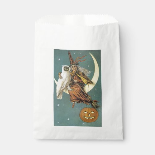 Old_fashioned Halloween Witch with Owl Favor Bag