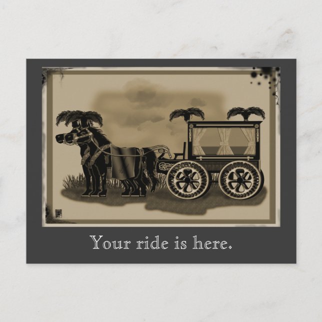 old fashioned hearse postcard (Front)