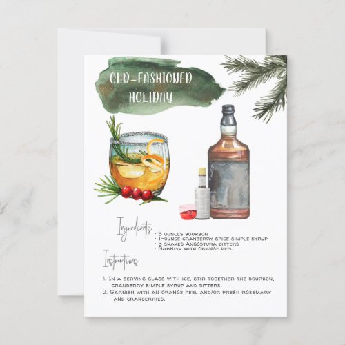 Old_Fashioned  Holiday Cocktail Recipe Card