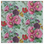 Old Fashioned Hollyhock Summer Bouquet Fabric