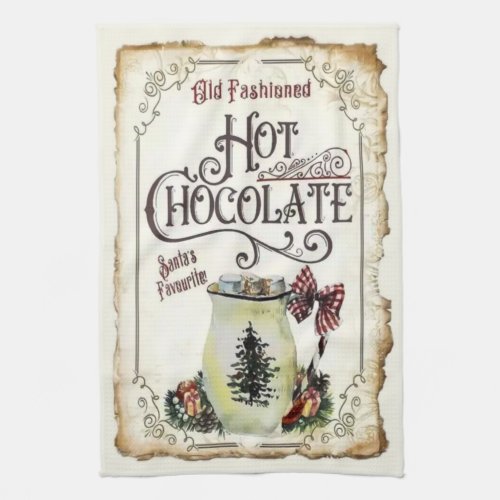 Old Fashioned Hot Chocolate Christmas Kitchen Towel