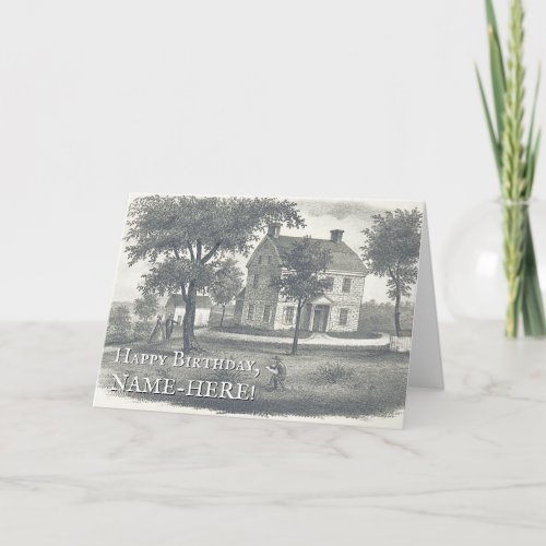 Old Fashioned House Vintage Look Birthday Card
