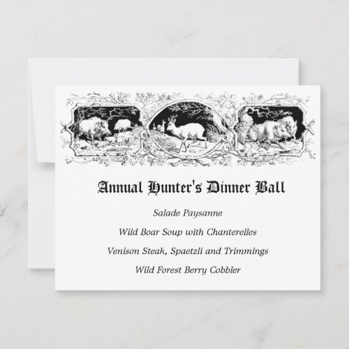 Old Fashioned Hunters Ball Game Dinner Menu Invitation