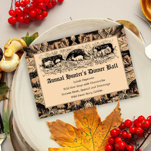 Old Fashioned Hunter's Ball Game Dinner Menu Invitation