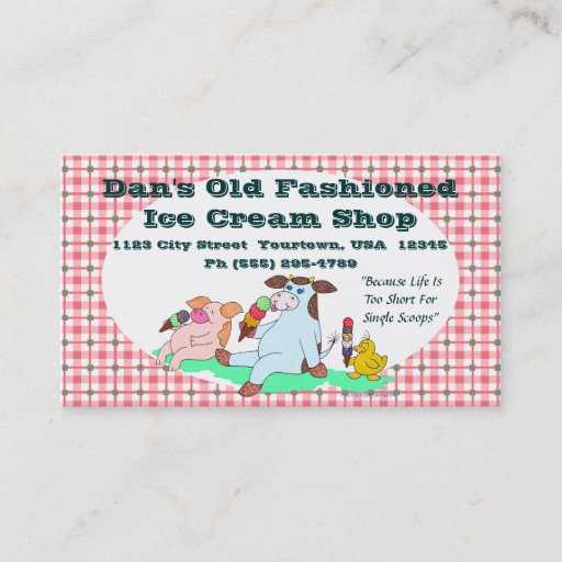 Customizable Old Fashioned Ice Cream Shop Business Cards