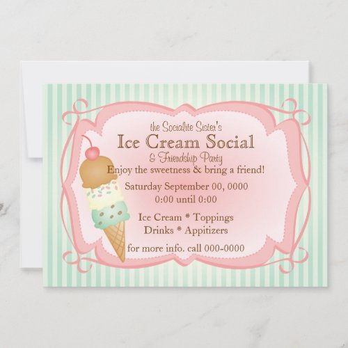 Old Fashioned Ice Cream Social Invitation
