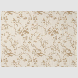 Old Fashioned Ivory with Brown Flowers Tissue Paper