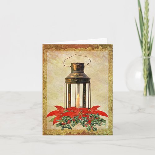 Old Fashioned Lantern in Frame Christmas Card