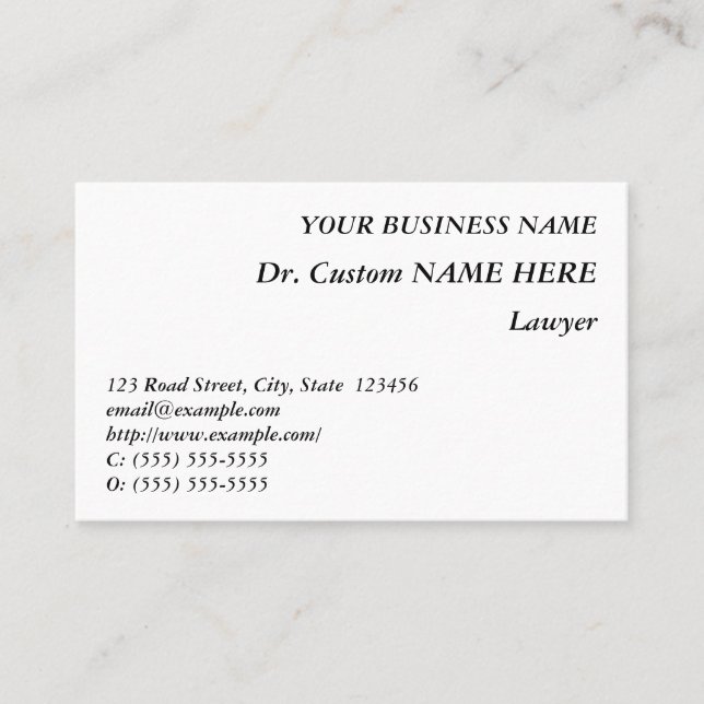 Old Fashioned, Law Professional Business Card (Front)