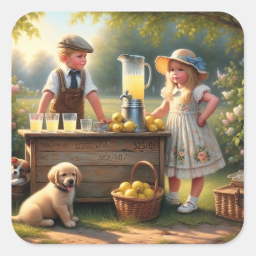 Old_Fashioned Lemonade Stand Old_Fashioned Summer Square Sticker