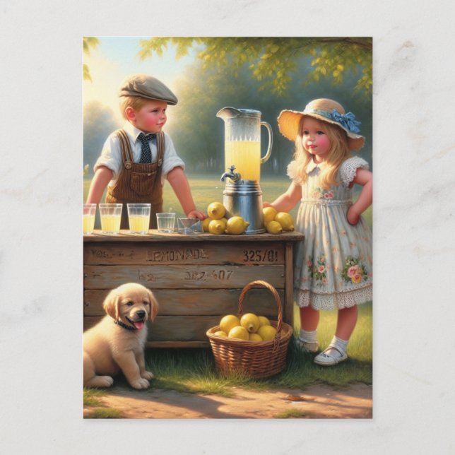 Old-Fashioned Lemonade Stand Postcard (Front)