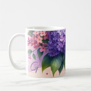 Old Fashioned Lilacs Floral Monogram Mug
