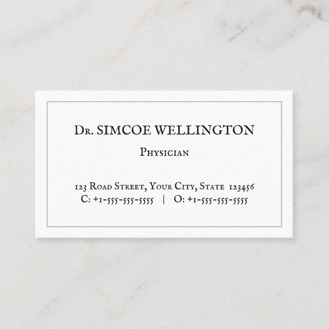 Old Fashioned Medical Professional Business Card (Front)