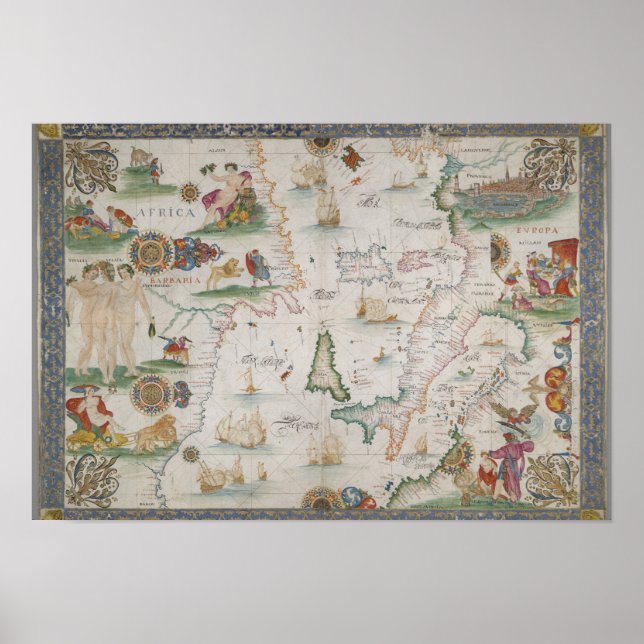 Old fashioned Mediterranean sea map Poster (Front)