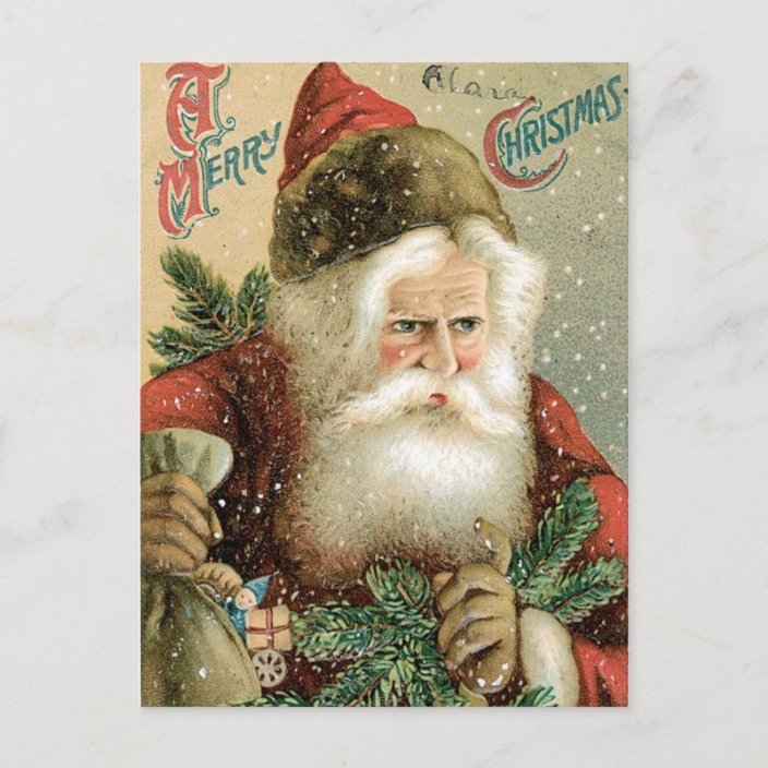 Old Fashioned Merry Christmas Santa Claus Holiday Postcard | Zazzle.com