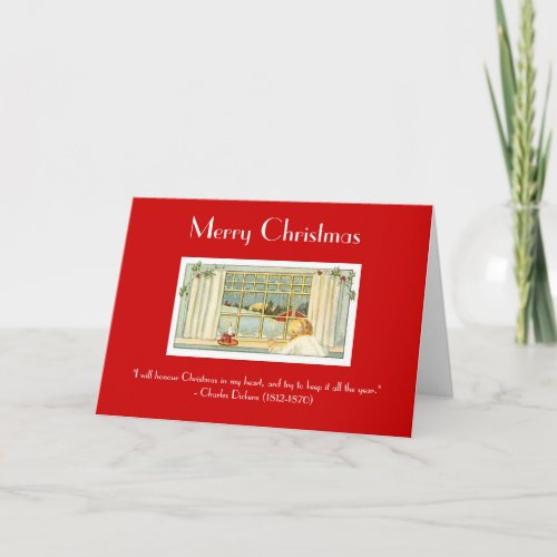 Old FashionedMerry Christmas_Vintage Scene Holiday Card