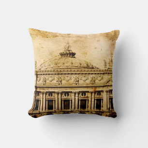 Old-fashioned paris franceaged, ancient, antique, throw pillow