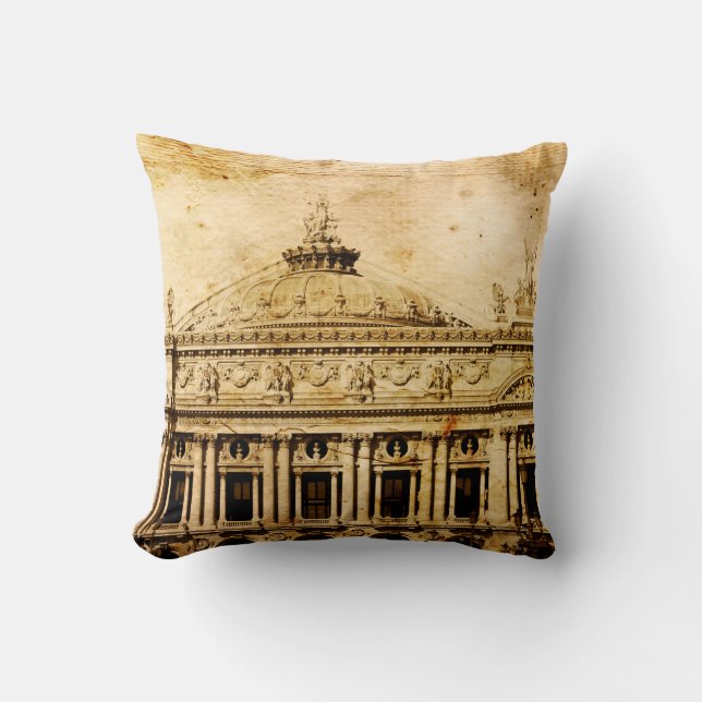 Old-fashioned paris franceaged, ancient, antique,  throw pillow (Front)