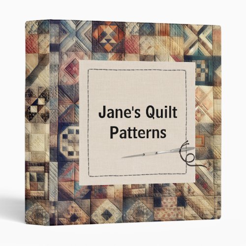 Old_fashioned Patchwork Quilt 3 Ring Binder