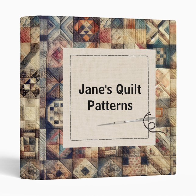 Old-fashioned Patchwork Quilt 3 Ring Binder (Front/Spine)