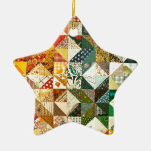 Old Fashioned Patchwork Quilt Ceramic Ornament