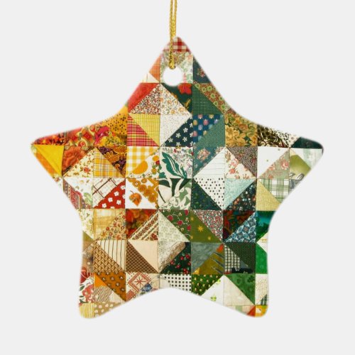 Old Fashioned Patchwork Quilt Ceramic Ornament