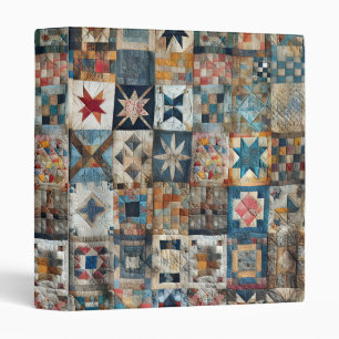 Old-fashioned Patchwork Quilt Design 3 Ring Binder