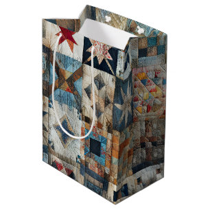 Old-fashioned Patchwork Quilt Design Medium Gift Bag