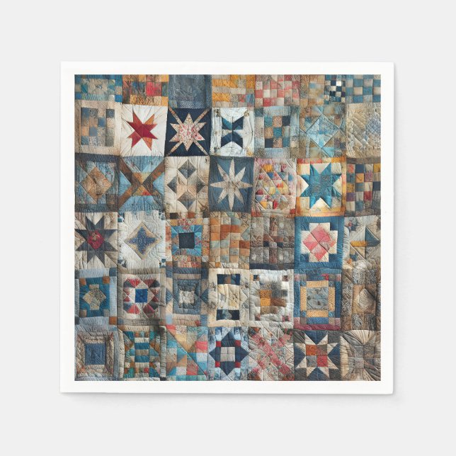 Old-fashioned Patchwork Quilt Design Napkins (Front)