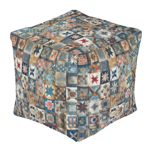 Old_fashioned Patchwork Quilt Design Pouf