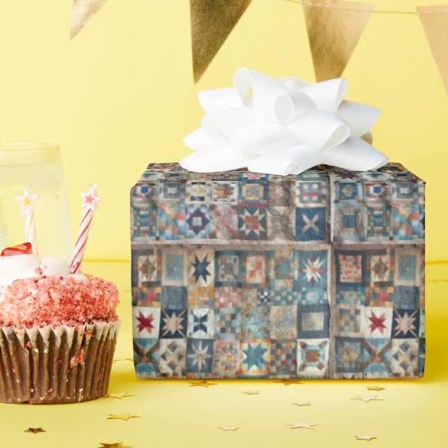 Old-fashioned Patchwork Quilt Design Wrapping Paper (Birthday Party)