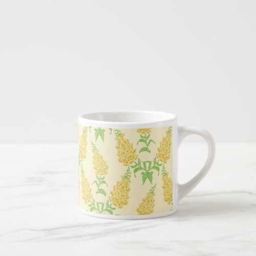 Old fashioned pattern of foxgloves yellow espresso cup