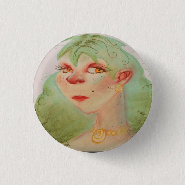 Old-fashioned Pin-up Girl 1950s Vintage Button (Front)