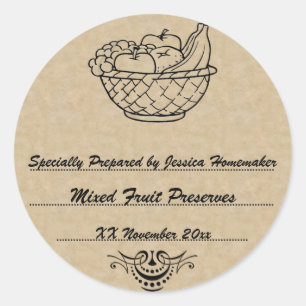 Old Fashioned Preserves or Jam Canning Template Classic Round Sticker
