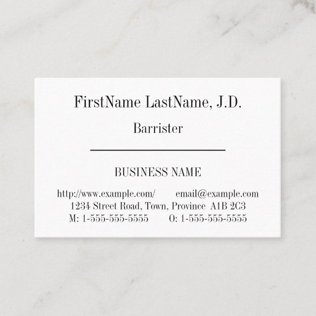 Old Fashioned Professional Business Card (Front)