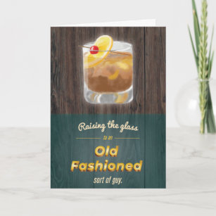 “Old Fashioned” Punny Whiskey Wood Birthday Card